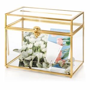Gold Glass Wedding Card Box
